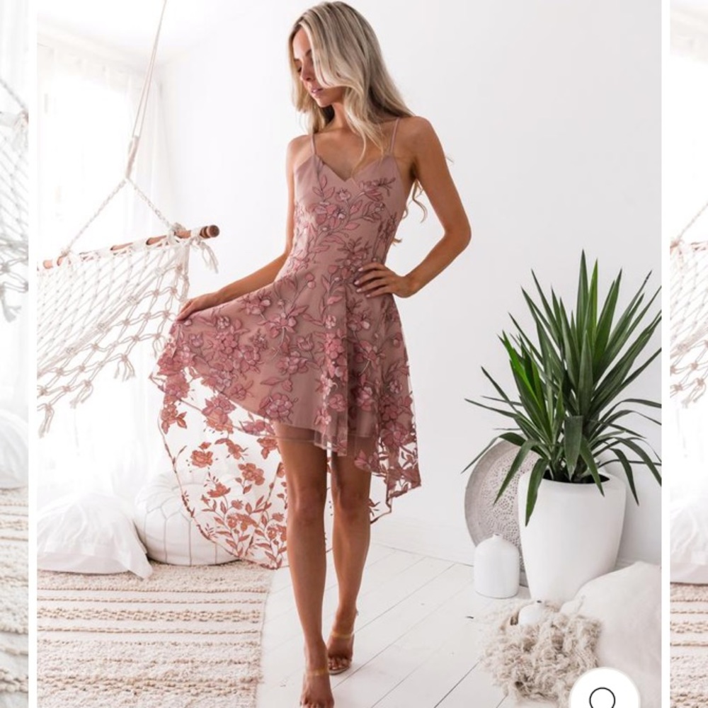 NWT Saskia High Low Dress - Embroidery Rose JAUS
